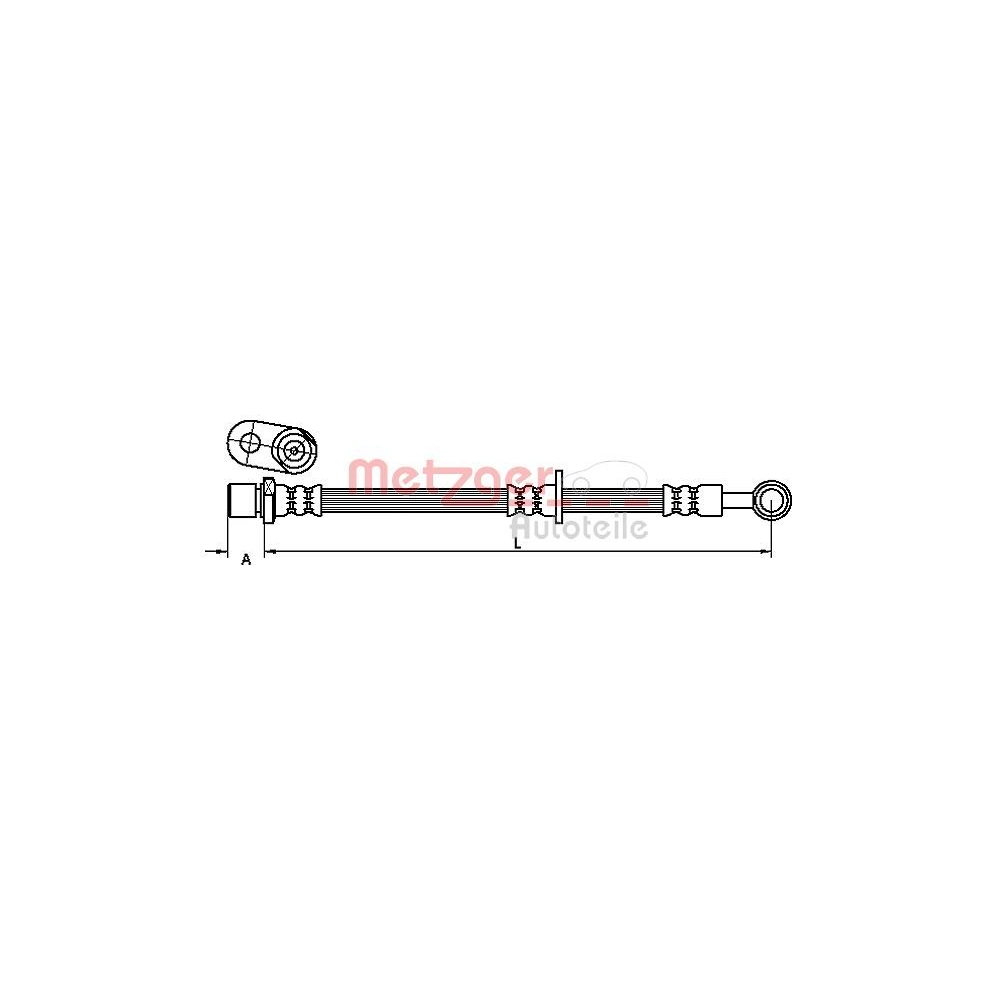 Bremsschlauch METZGER 4110906 für SUBARU, Vorderachse rechts