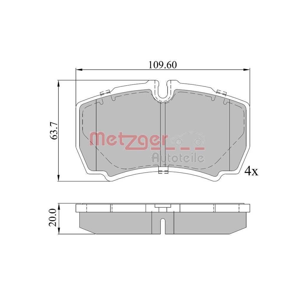 Bremsbelagsatz, Scheibenbremse METZGER 1170226 GREENPARTS für IVECO, Hinterachse