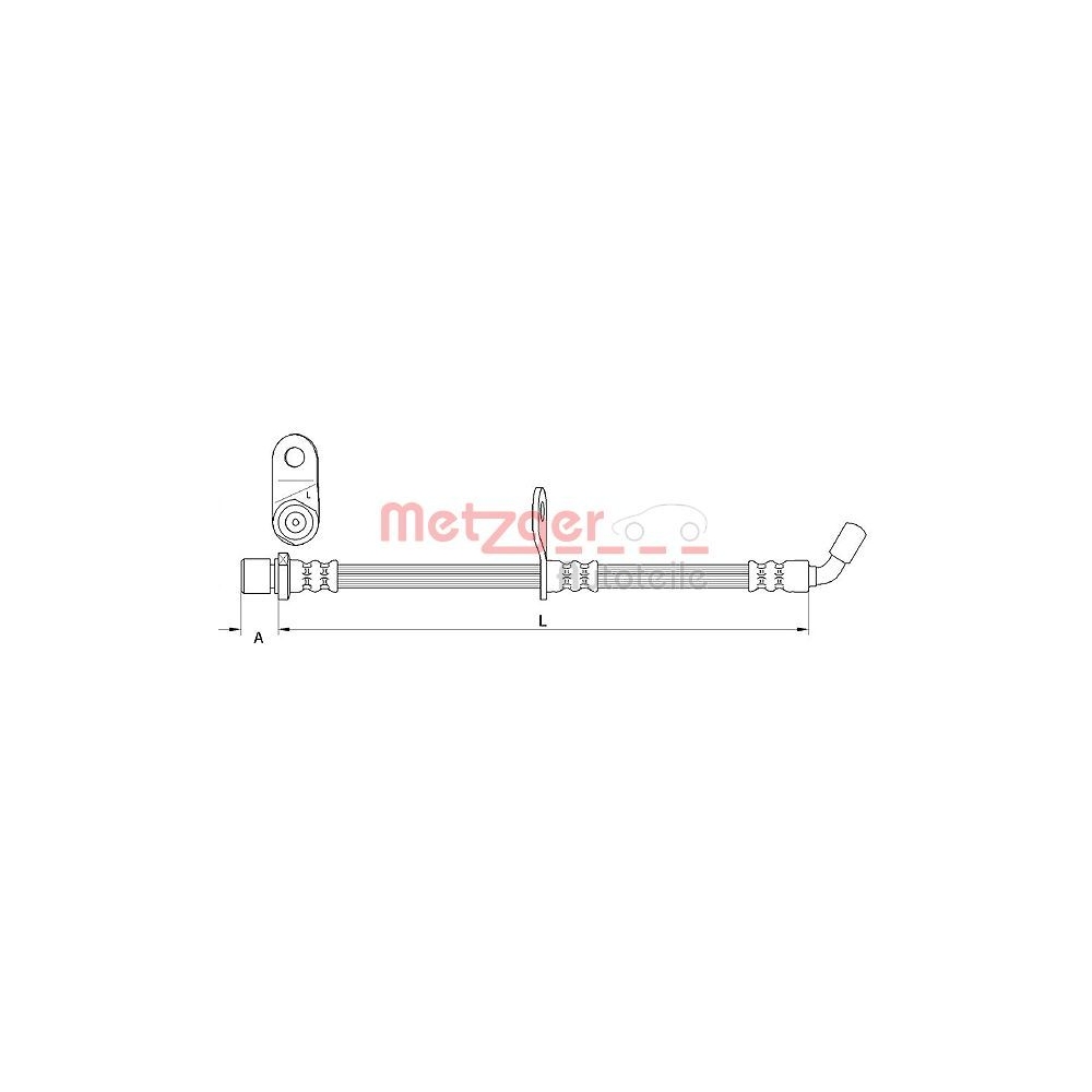 Bremsschlauch METZGER 4110907 für SUBARU, Hinterachse links