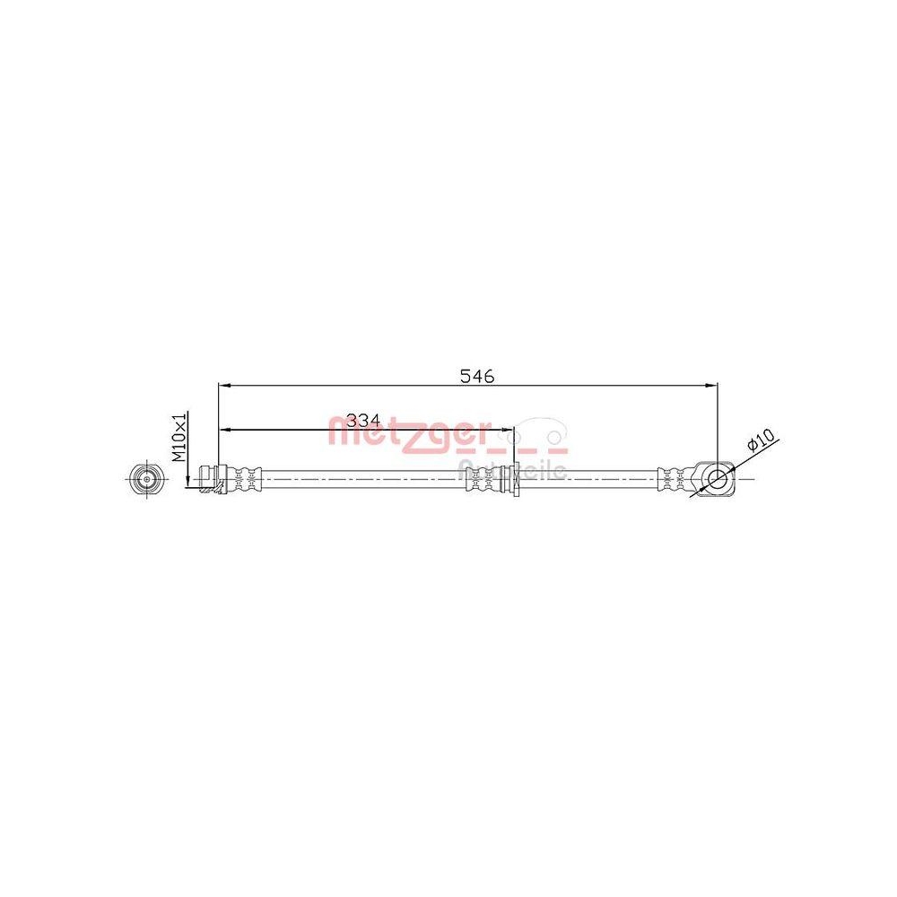 Bremsschlauch METZGER 4110918 für MITSUBISHI, Hinterachse links