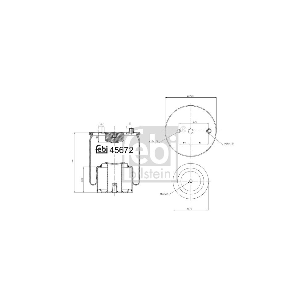 Febi Bilstein 1x 46280 Federbalg, Luftfederung für MAN, Hinterachse