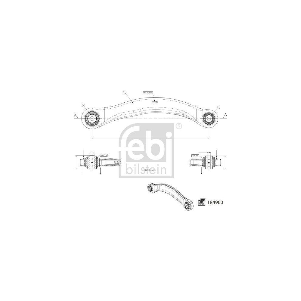 Lenker, Radaufhängung FEBI BILSTEIN 184960 für AUDI, Hinterachse links, außen