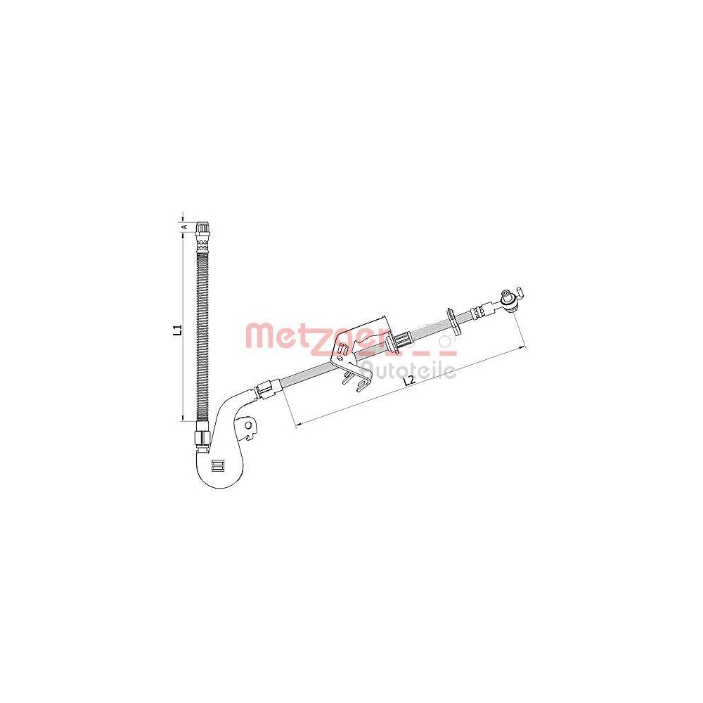 Bremsschlauch METZGER 4110928 für CITROËN PEUGEOT, Vorderachse rechts