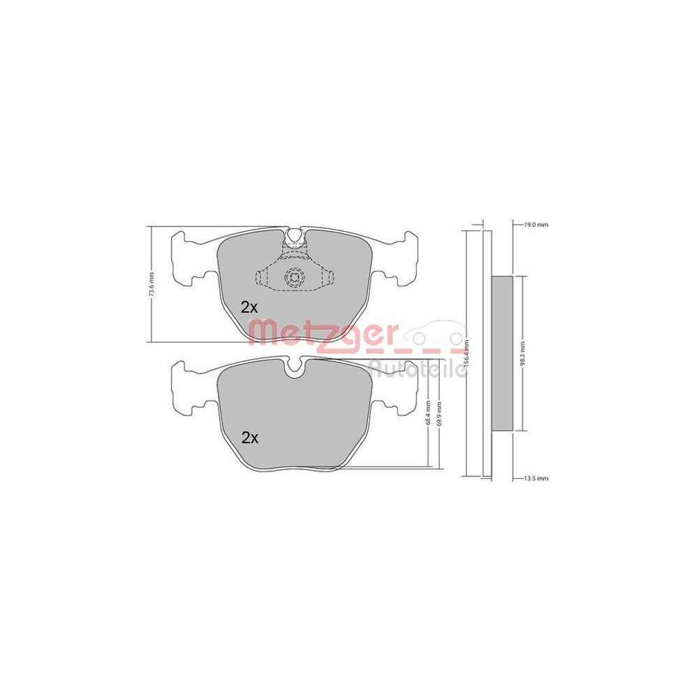 Bremsbelagsatz, Scheibenbremse METZGER 1170238 für BMW, Vorderachse