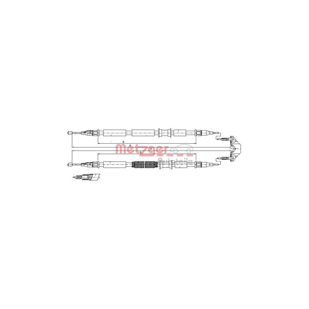 Seilzug, Feststellbremse METZGER 11.5862 für OPEL, hinten