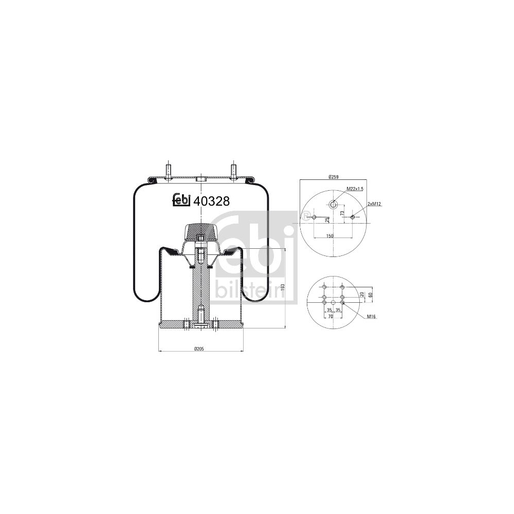 Febi Bilstein 40328 Luftfederbalg mit Stahlkolben, 1 Stück