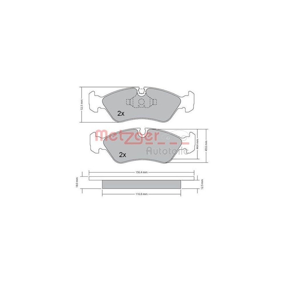 Bremsbelagsatz, Scheibenbremse METZGER 1170252 für OPEL DAEWOO, Vorderachse