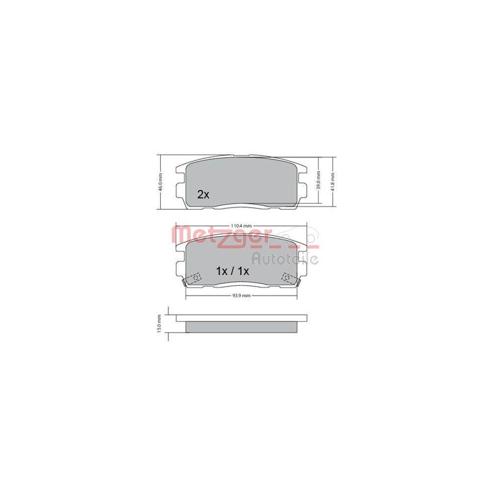 Bremsbelagsatz, Scheibenbremse METZGER 1170256 für OPEL, Hinterachse