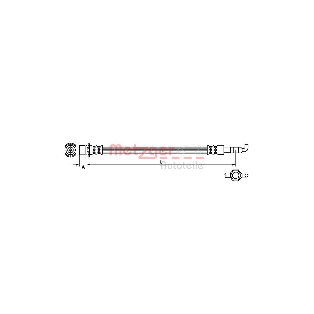 Bremsschlauch METZGER 4110971 für TOYOTA, Hinterachse links, Hinterachse rechts