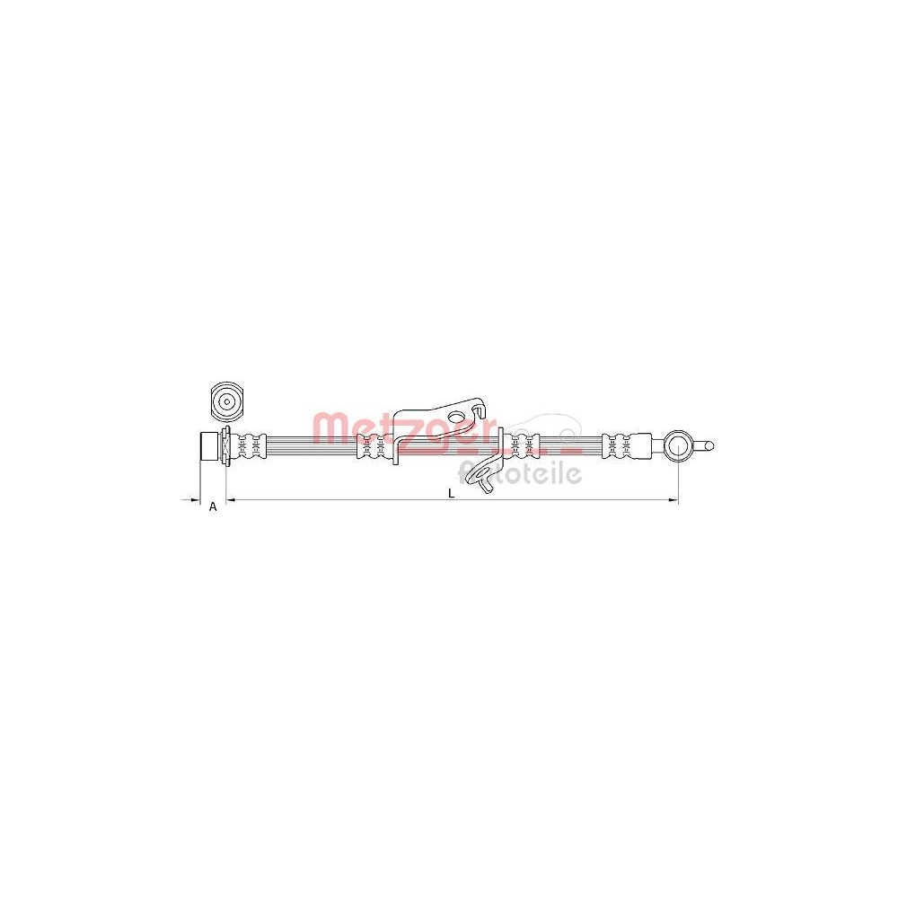 Bremsschlauch METZGER 4110972 für TOYOTA, Vorderachse rechts