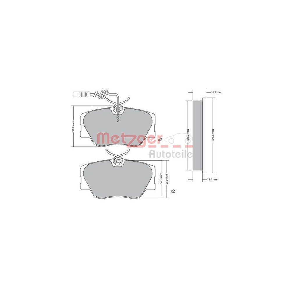 Bremsbelagsatz, Scheibenbremse METZGER 1170258 für MERCEDES-BENZ, Vorderachse