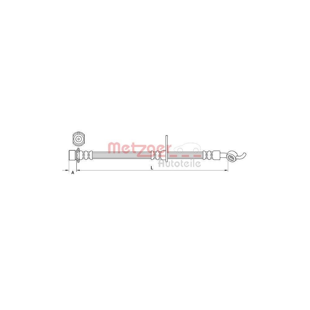 Bremsschlauch METZGER 4110986 f&uuml;r TOYOTA, Hinterachse links