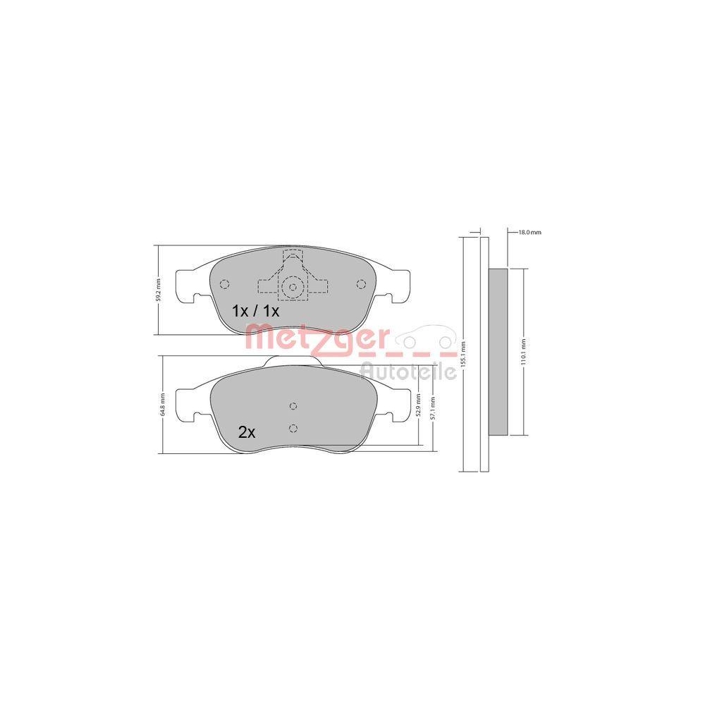 Bremsbelagsatz, Scheibenbremse METZGER 1170265 GREENPARTS für RENAULT