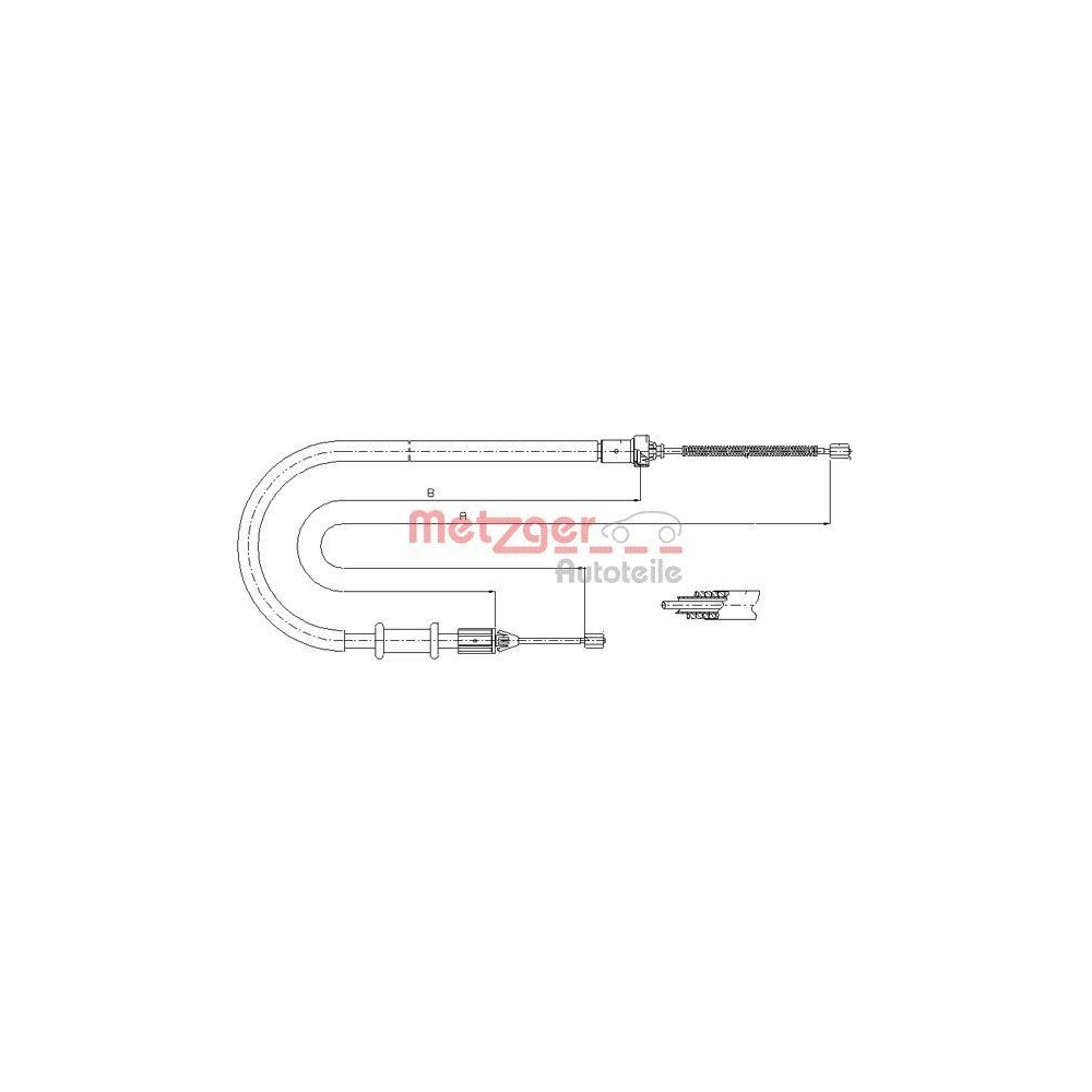 Seilzug, Feststellbremse METZGER 11.6676 für NISSAN RENAULT, hinten rechts