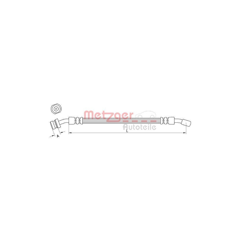 Bremsschlauch METZGER 4111029 für HYUNDAI, Vorderachse links