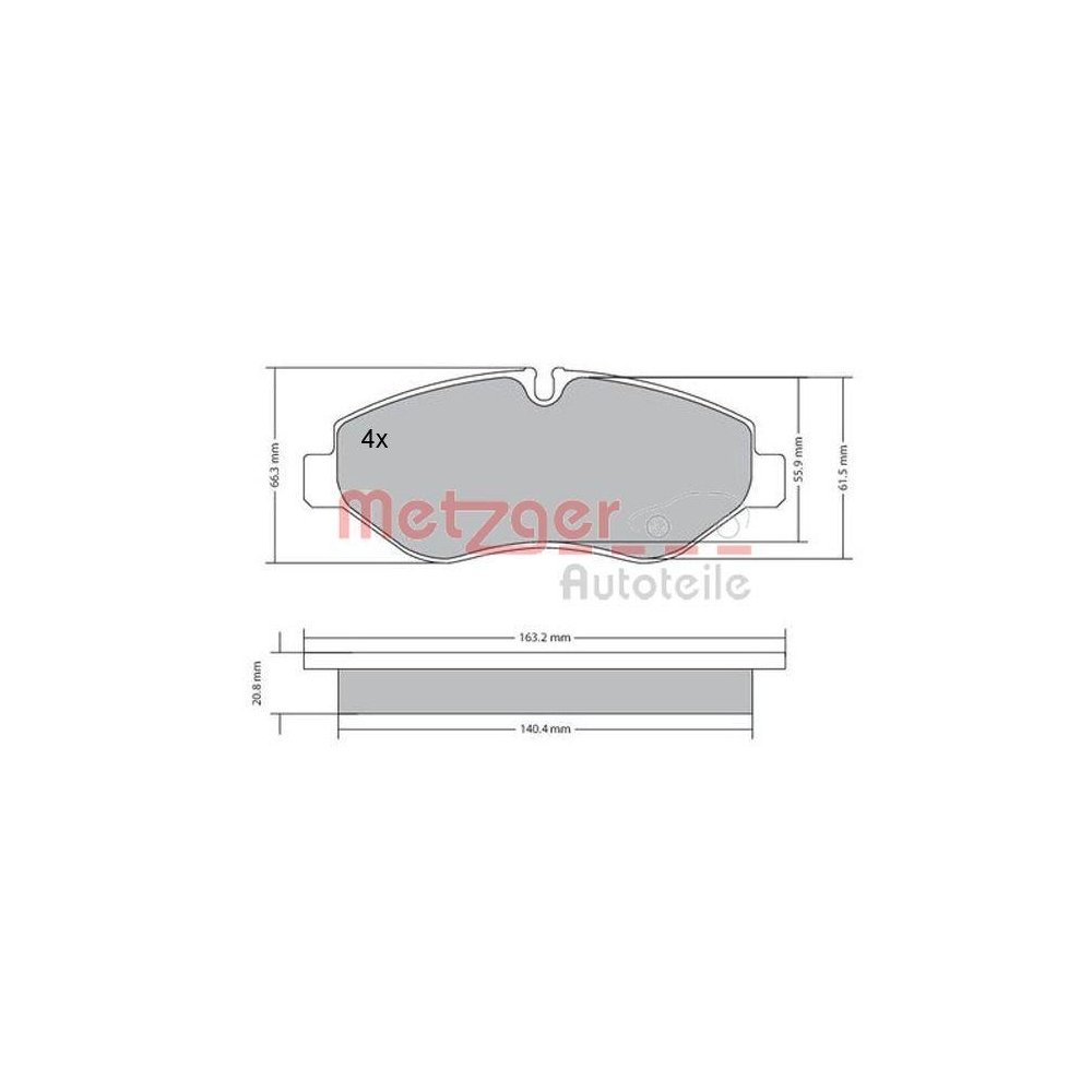 Bremsbelagsatz, Scheibenbremse METZGER 1170271 GREENPARTS für IVECO, Vorderachse