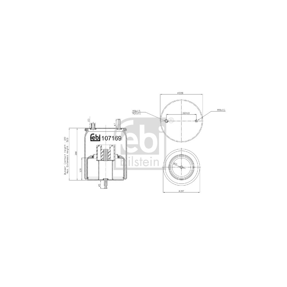 Febi Bilstein 1x 107169 Luftfederbalg mit Stahlkolben