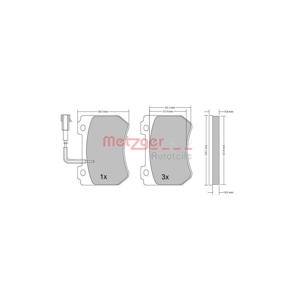 Bremsbelagsatz, Scheibenbremse METZGER 1170276 für ALFA ROMEO, Vorderachse