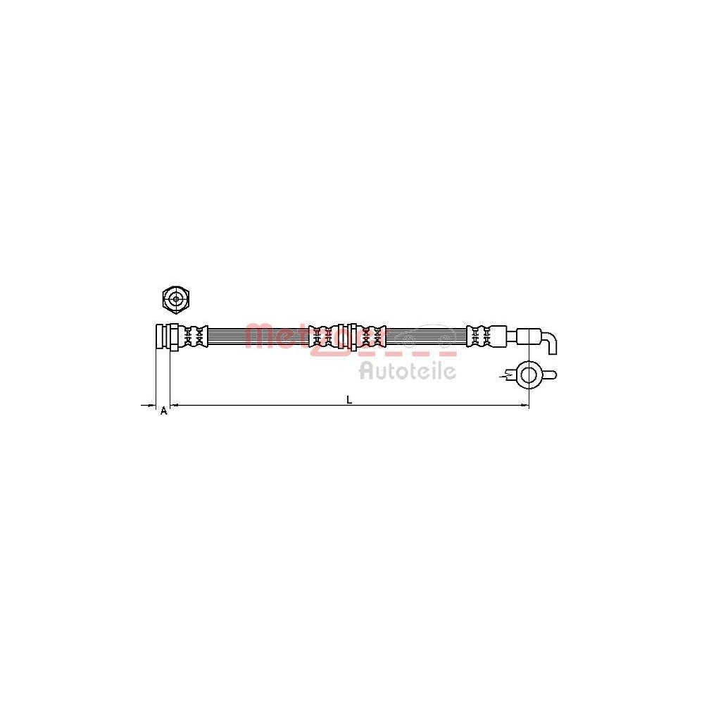 Bremsschlauch METZGER 4111037 für FORD, Vorderachse links, Vorderachse rechts