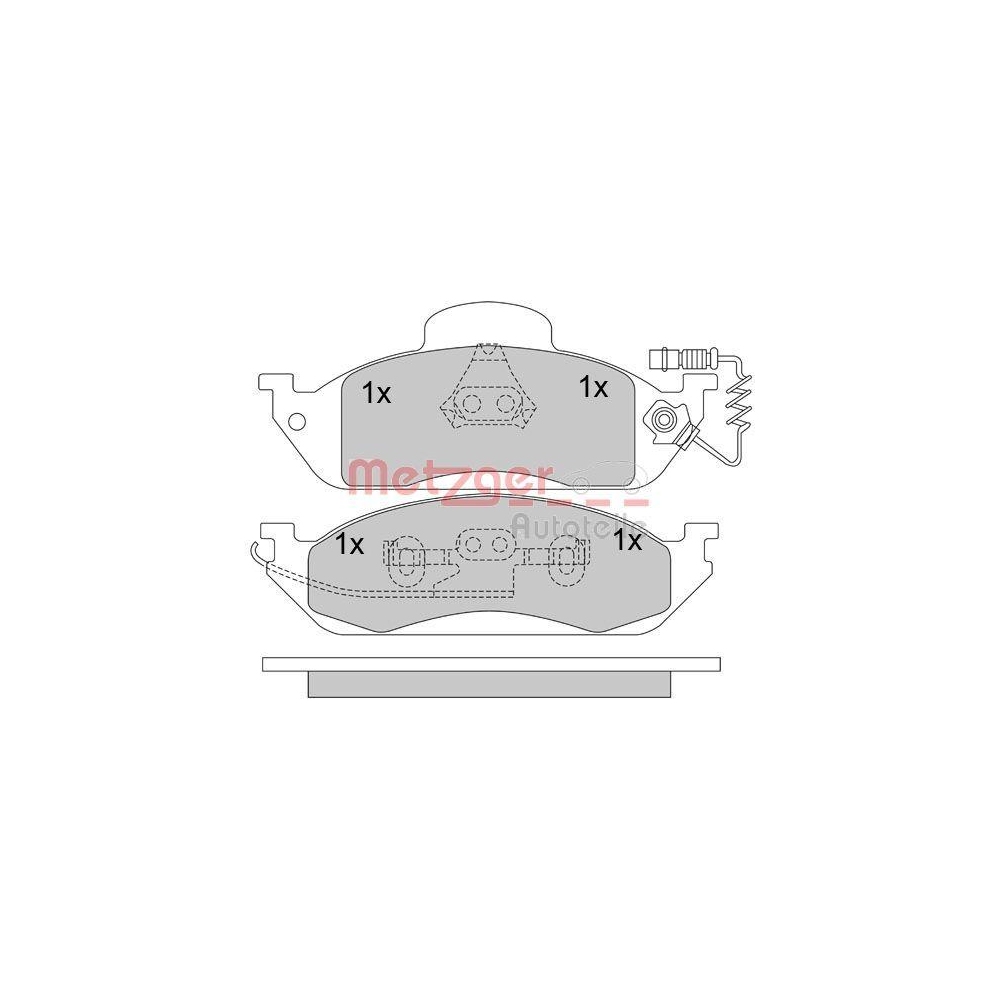 Bremsbelagsatz, Scheibenbremse METZGER 1170281 für MERCEDES-BENZ, Vorderachse