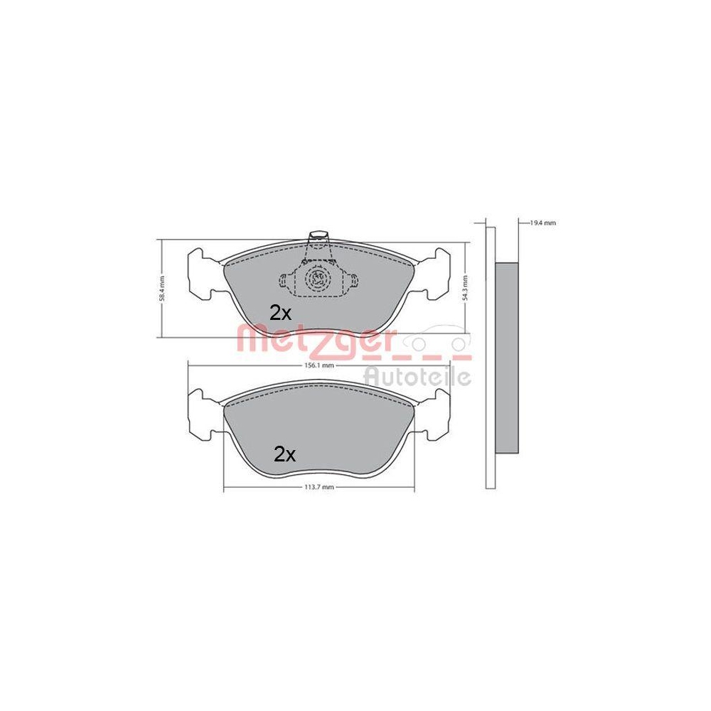 Bremsbelagsatz, Scheibenbremse METZGER 1170282 für VOLVO, Vorderachse