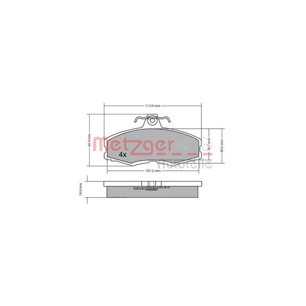 Bremsbelagsatz, Scheibenbremse METZGER 1170286 für SKODA VW, Vorderachse