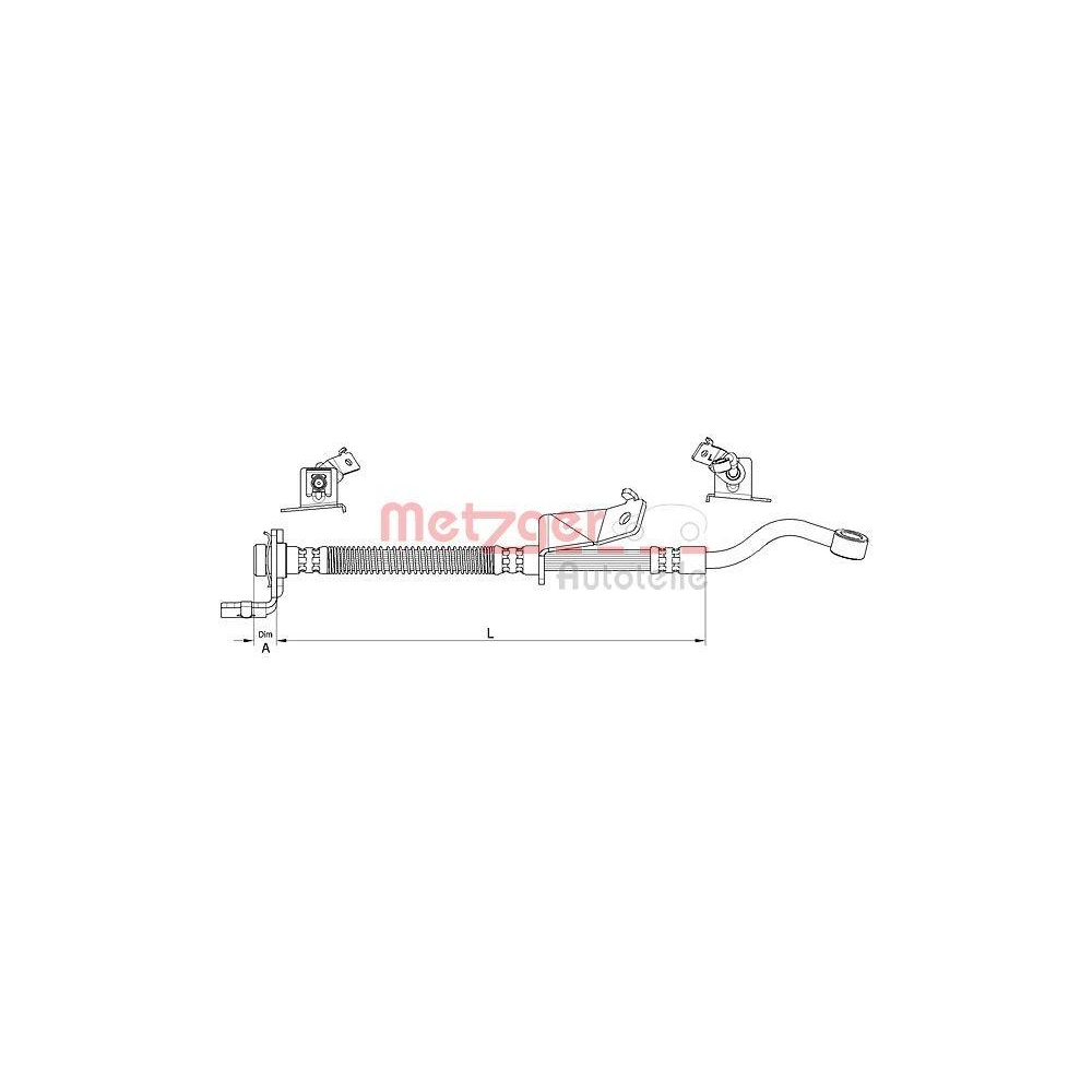 Bremsschlauch METZGER 4111061 für HYUNDAI, Vorderachse links