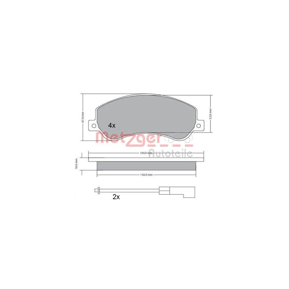 Bremsbelagsatz, Scheibenbremse METZGER 1170290 für FORD, Vorderachse