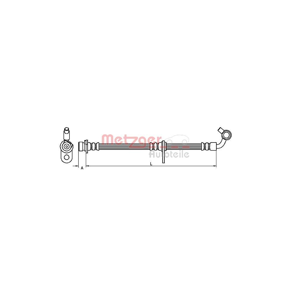 Bremsschlauch METZGER 4111080 für HONDA, Vorderachse rechts