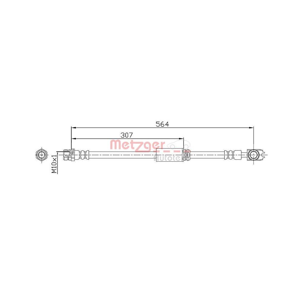 Bremsschlauch METZGER 4116203 GREENPARTS für VAG, Vorderachse links, vorne links