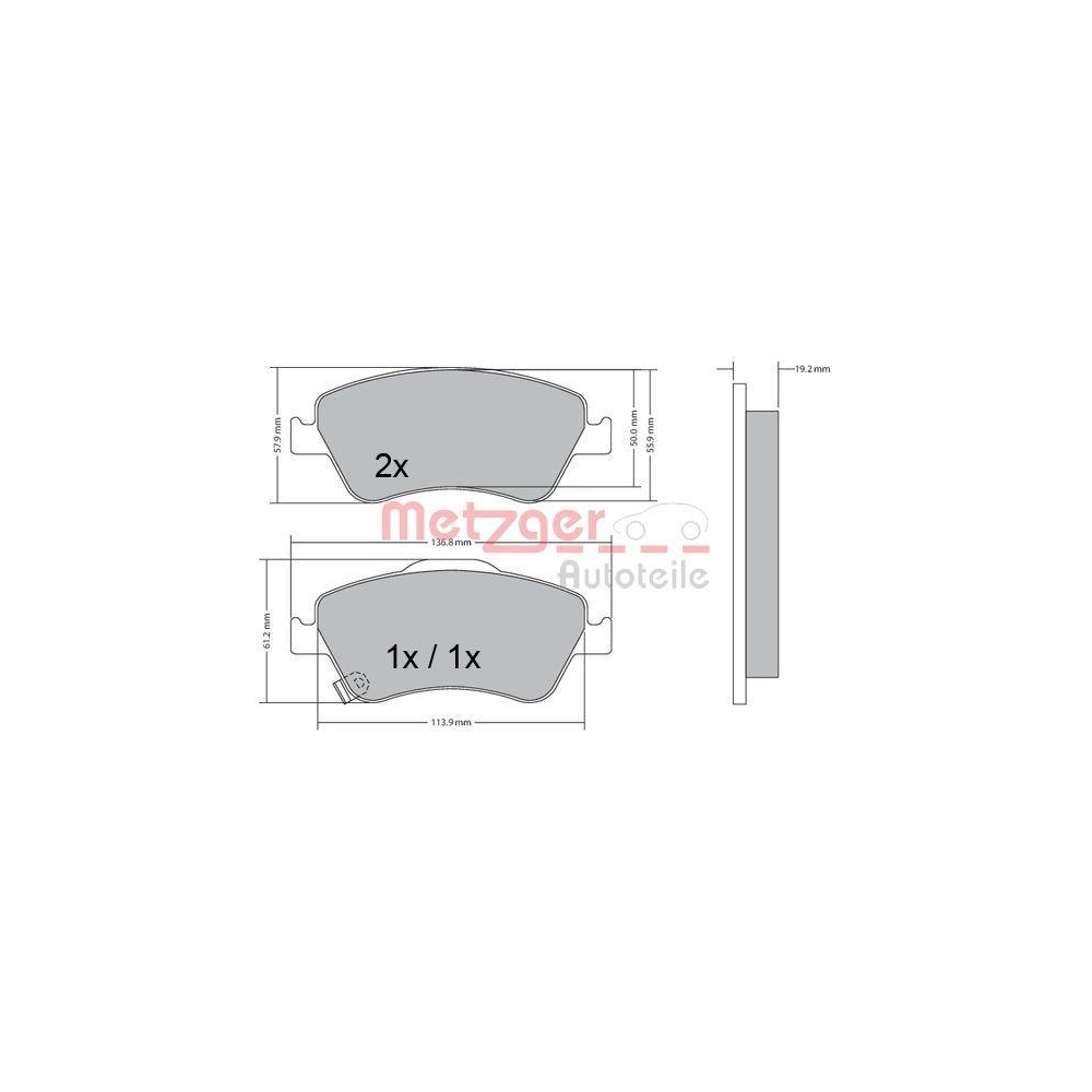 Bremsbelagsatz, Scheibenbremse METZGER 1170299 GREENPARTS für TOYOTA