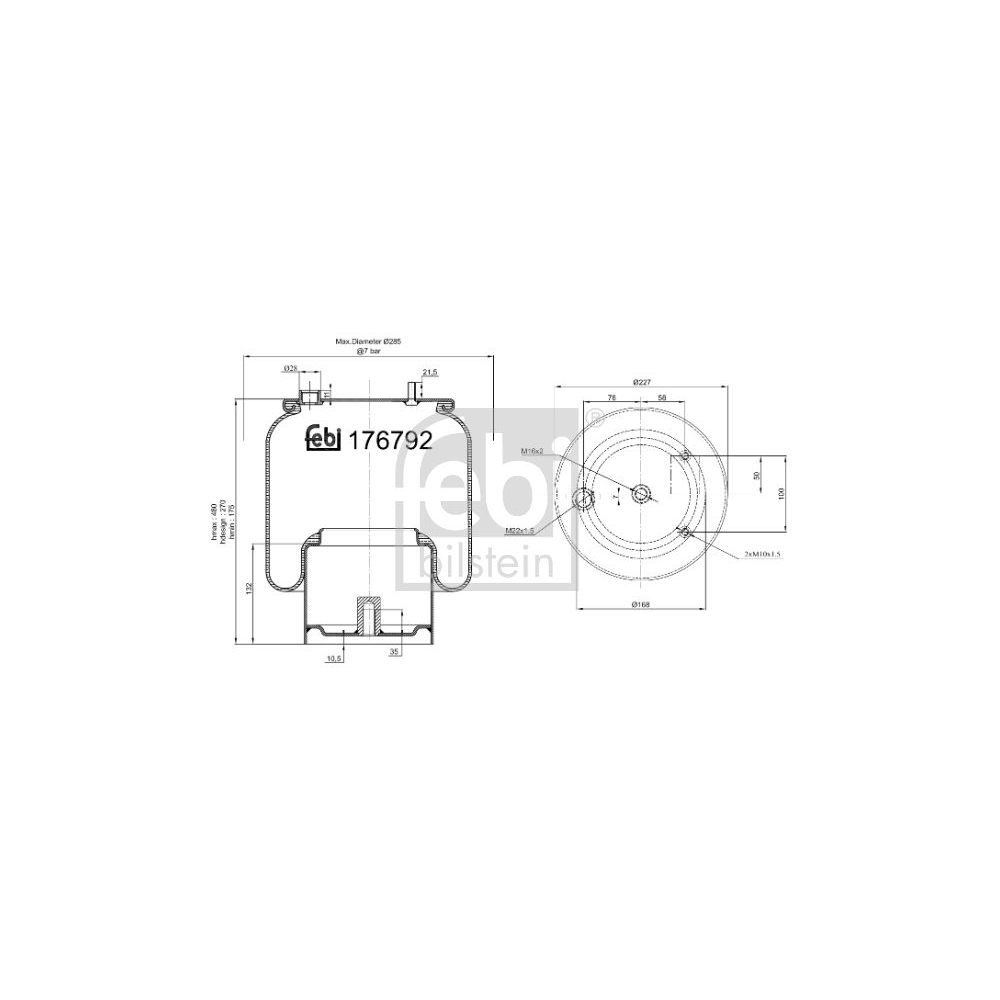 Febi Bilstein 1x 176792 Luftfederbalg mit Stahlkolben