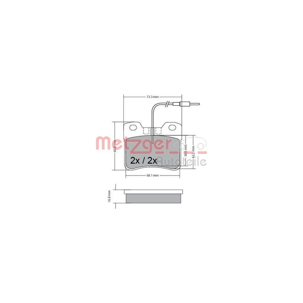 Bremsbelagsatz, Scheibenbremse METZGER 1170302 für CITROËN PEUGEOT, Vorderachse