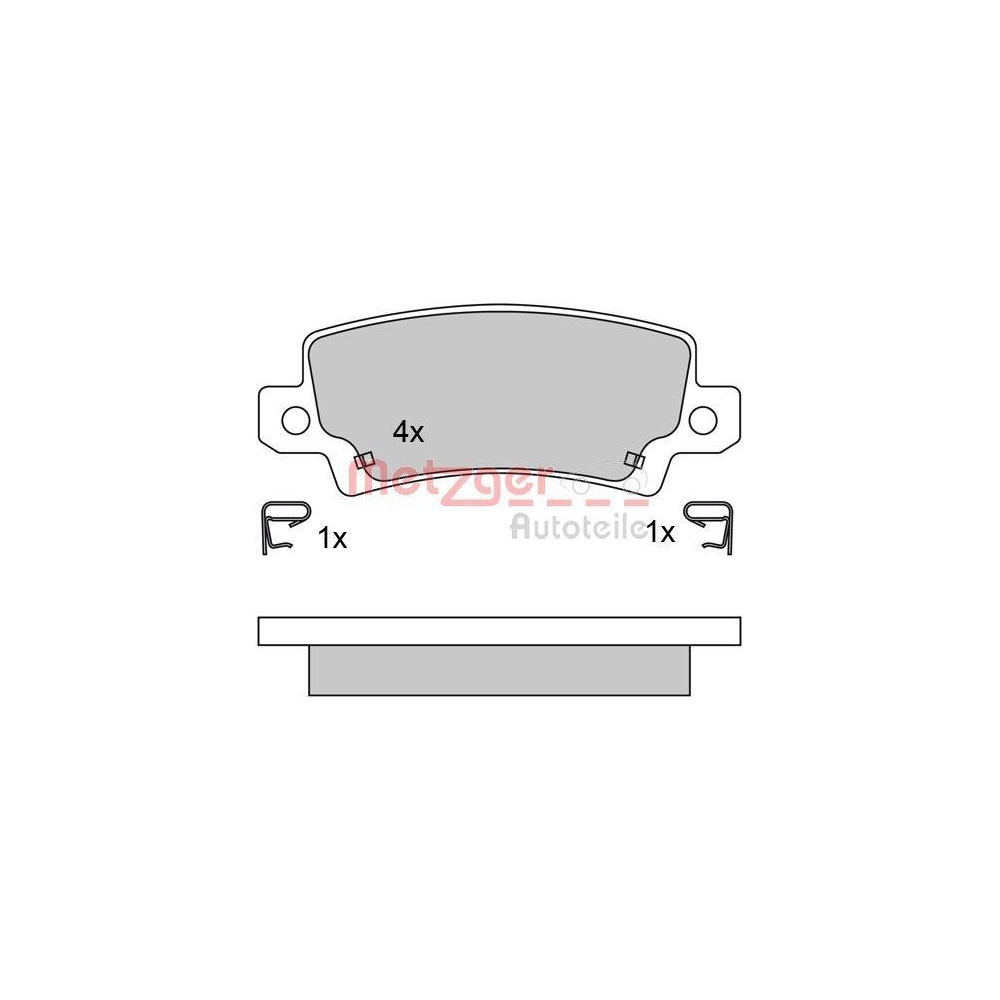 Bremsbelagsatz, Scheibenbremse METZGER 1170304 für TOYOTA, Hinterachse