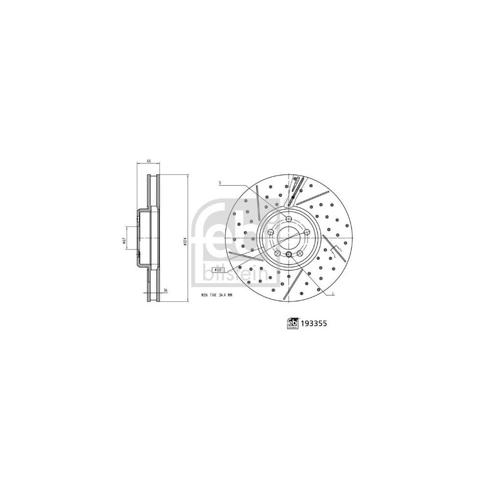 Bremsscheibe FEBI BILSTEIN 193355 für BMW, Vorderachse links