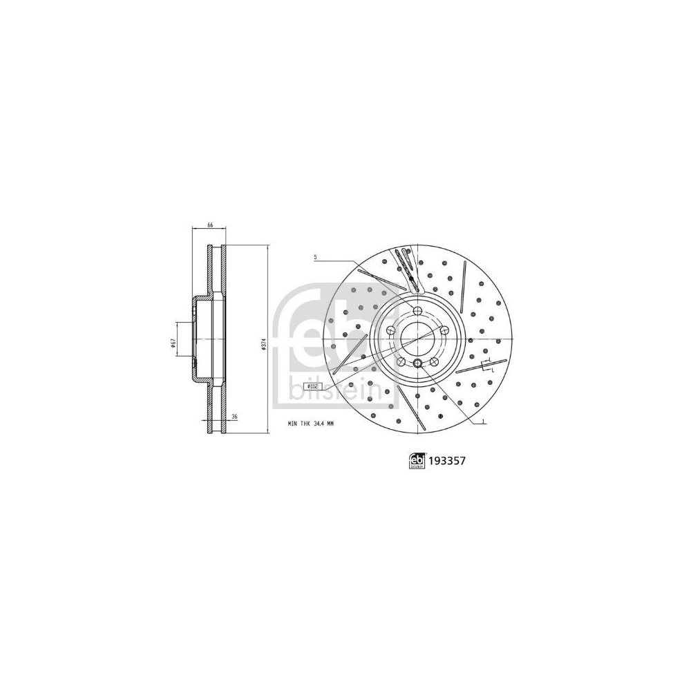 Bremsscheibe FEBI BILSTEIN 193357 für BMW, Vorderachse rechts