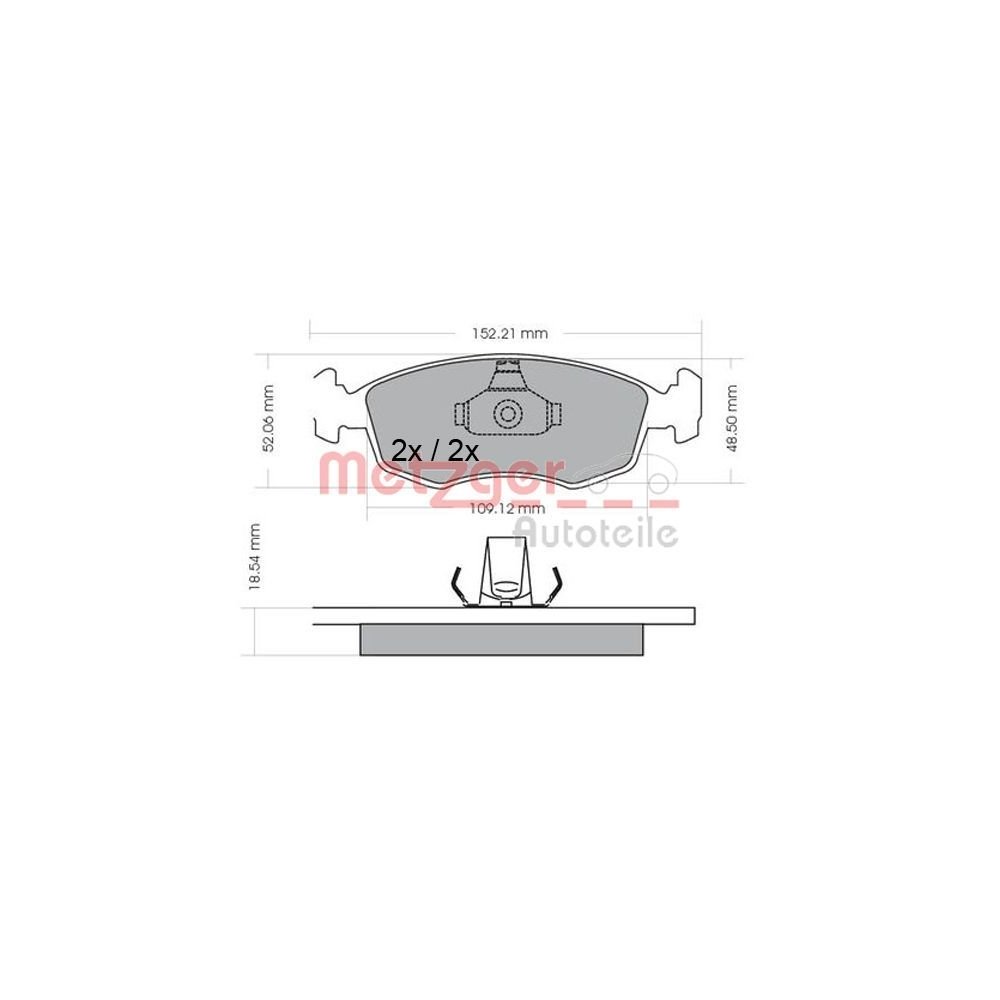 Bremsbelagsatz, Scheibenbremse METZGER 1170308 für FIAT, Vorderachse