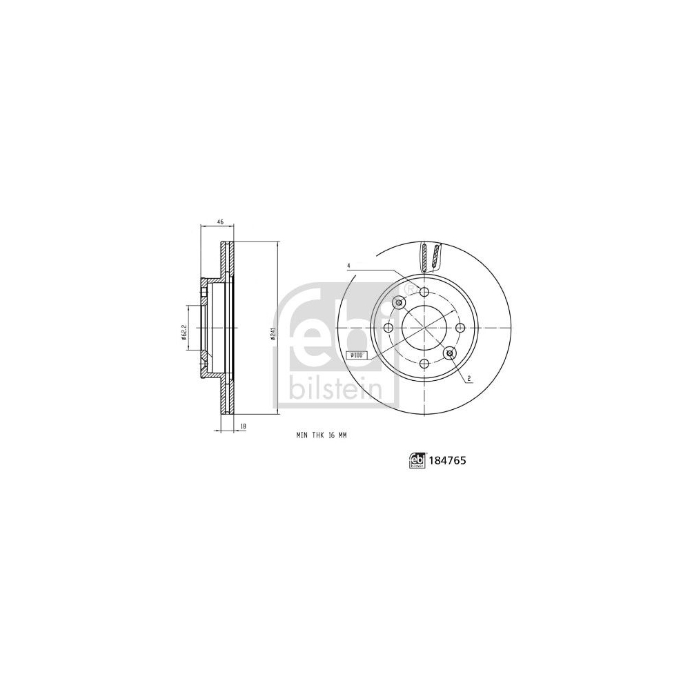 Bremsscheibe FEBI BILSTEIN 184765 für KIA, Vorderachse