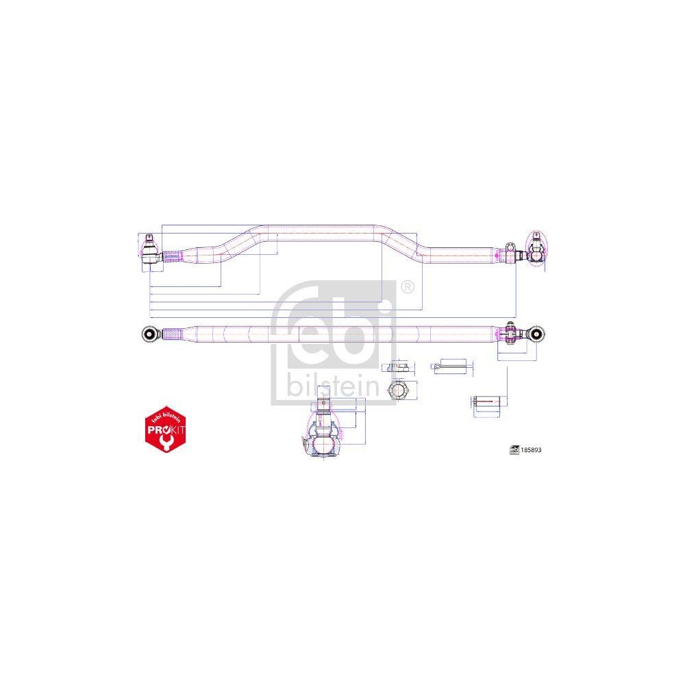 Spurstange FEBI BILSTEIN 185893 ProKit für IVECO, 2. Hinterachse