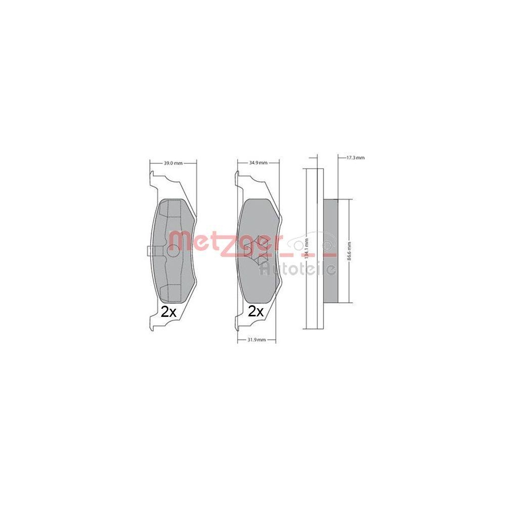 Bremsbelagsatz, Scheibenbremse METZGER 1170320 für CHRYSLER, Hinterachse