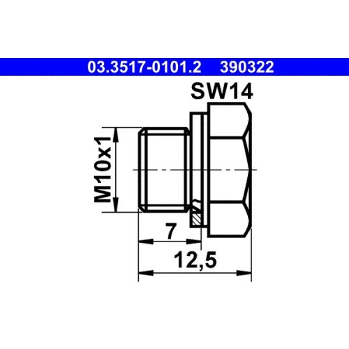 Verschlussschraube, Hauptbremszylinder ATE 03.3517-0101.2 für MERCEDES-BENZ OPEL