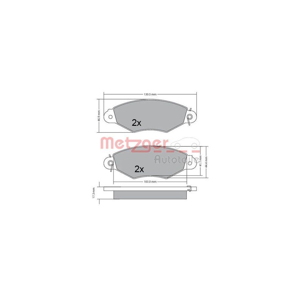 Bremsbelagsatz, Scheibenbremse METZGER 1170330 für PEUGEOT, Vorderachse