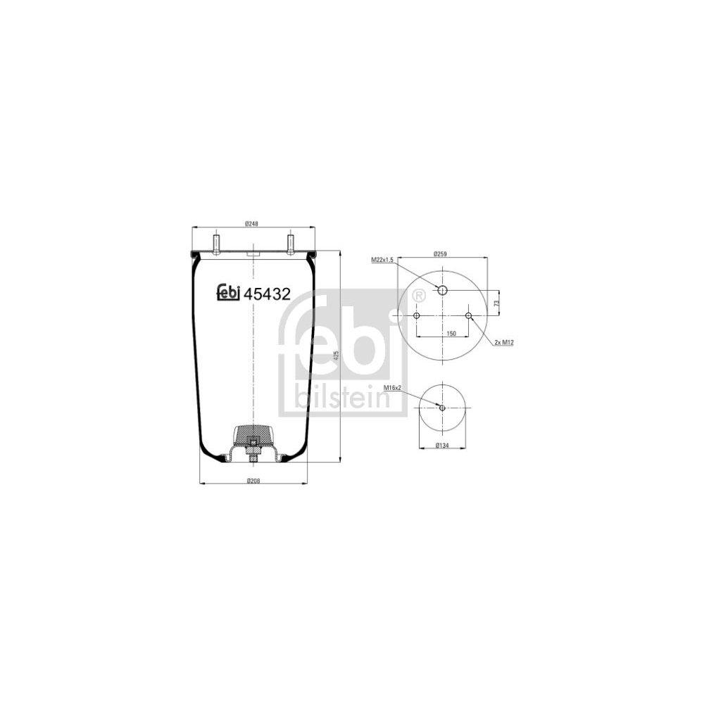 Febi Bilstein 45432 Luftfederbalg ohne Kolben , 1 Stück