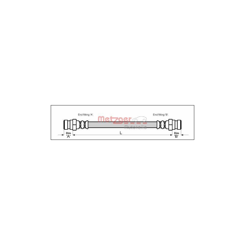 Bremsschlauch METZGER 4111151 für PEUGEOT, Hinterachse links, Hinterachse rechts