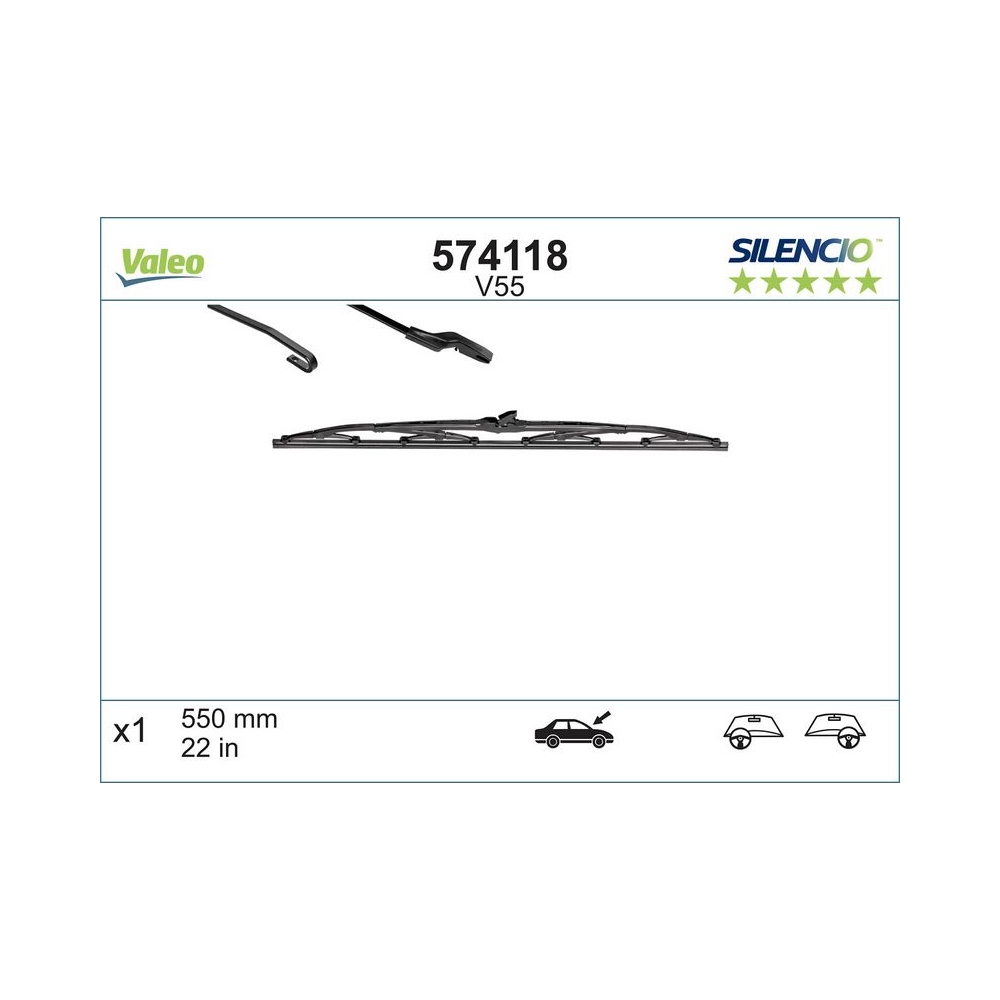 Wischblatt VALEO 574118 SILENCIO CONVENTIONAL SINGLE für CITROËN FORD RENAULT VW