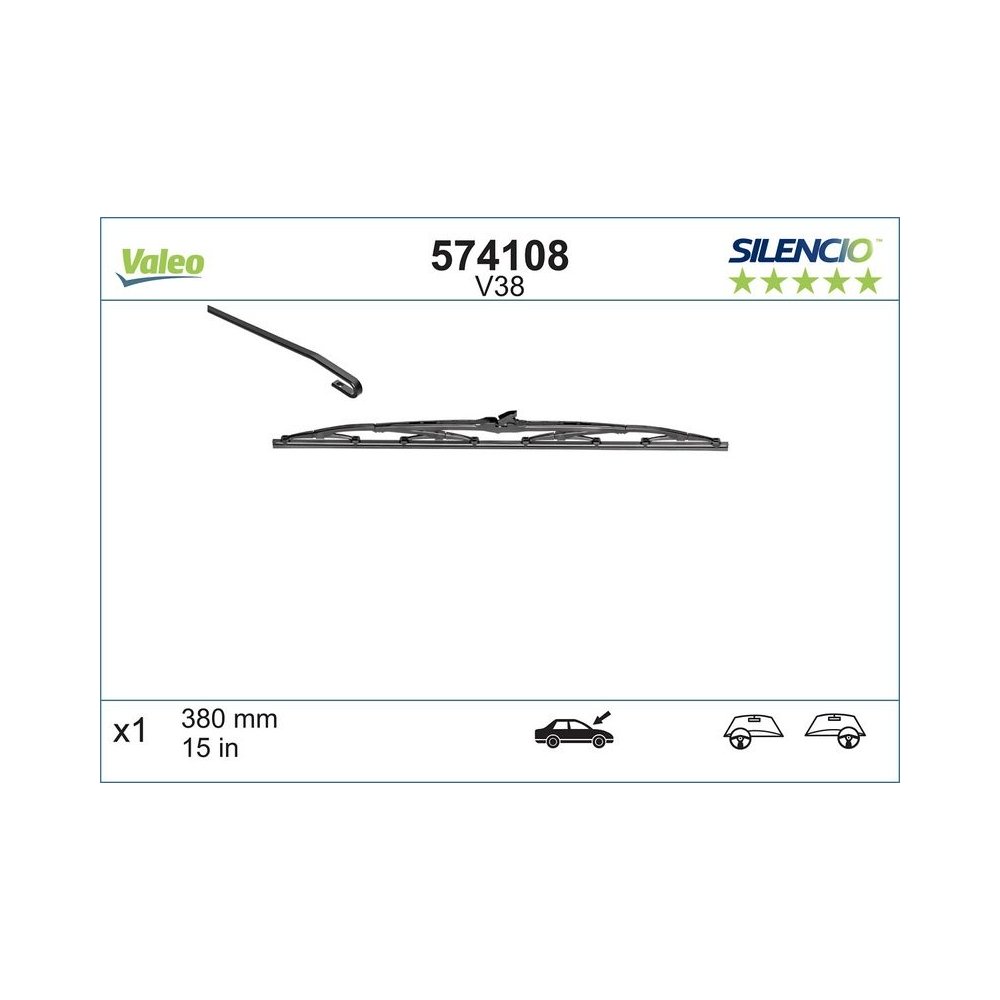 Wischblatt VALEO 574108 SILENCIO CONVENTIONAL SINGLE für TOYOTA, beidseitig