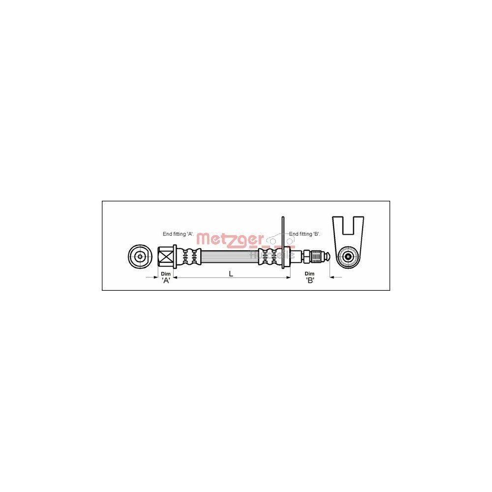 Bremsschlauch METZGER 4111159 für PEUGEOT, Vorderachse rechts