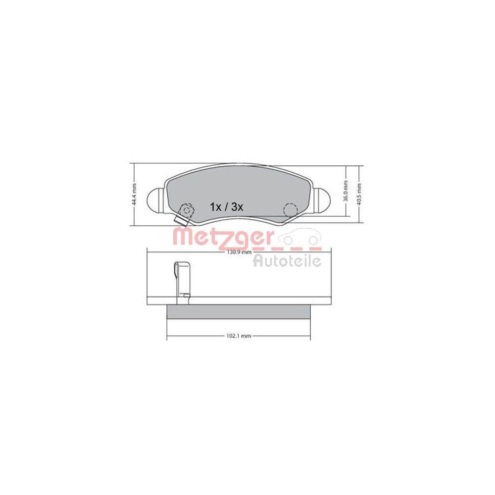 Bremsbelagsatz, Scheibenbremse METZGER 1170340 für OPEL SUZUKI, Vorderachse