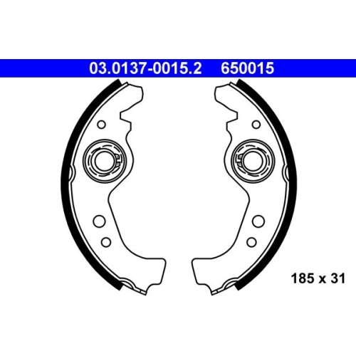 Bremsbackensatz ATE 03.0137-0015.2 für FIAT SEAT, Hinterachse, Vorderachse