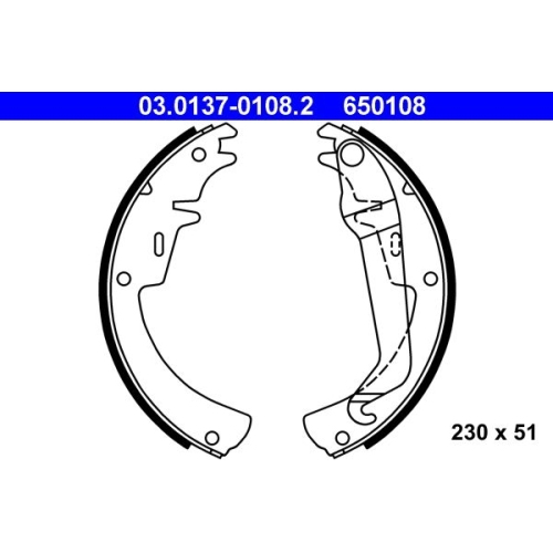 Bremsbackensatz ATE 03.0137-0108.2 für OPEL, Hinterachse